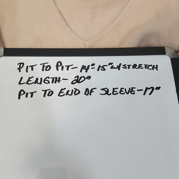 Reference Point Women's Beige V-neck Long Crocheted Long Sleeve Sweater Size SM - Picture 8 of 8